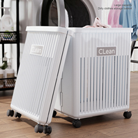 Panier à linge pliable en plastique PP léger avec roulettes, écologique, durable, pour l'organisation de la maison