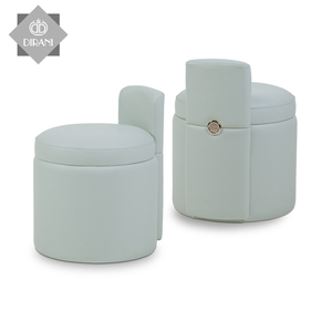 <strong>Small</strong> Leather Ottoman <strong>Foot</strong> <strong>Stools</strong> and Ottomans <strong>Foot</strong> Rest <strong>Stool</strong> Round Synthetic Leather Modern Bedroom Seat Chair Footstool - Product Image 3