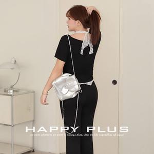 Happy Plus <b>Lace</b> Halter Neck Knitted <b>Top</b> N9150 Plus Size Women's Set <b>Black</b> Solid Color - Product Image 5