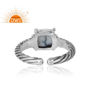 Attractive Dendrite Gemstone Ring Pure Indian 925 Sterling Silver <b>Adjustable</b> Band Ring Jewelry Manufacturer - Product Image 4