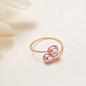 2024 14K Gold Natural Freshwater Pearl <strong>Rings</strong> <strong>Resizable</strong> Classic &amp; Fashionable Inlay Gemstone <strong>Rings</strong> Adjustable Rice Pearl <strong>Ring</strong> - Product Image 4