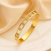Bracelets plaqué or de créateur en acier inoxydable trèfle et zircon bracelets bracelets pour femmes et hommes bijoux en acier inoxydable