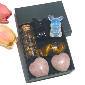 Piedras Curativas al por Mayor, Cuarzo Rosa Natural, Bola de Cristal en Forma de Corazón Galvanizada, con Caja, para Regalo del Día de San Valentín - Product Image 1