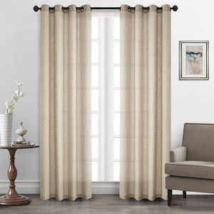 XinLan Doğal Bej Polyester/Keten Dokuma Yarı Saydam Perdeler Zarif Grommet Üstlü Kalem Pileli Draplar Yatak Odası Oturma Odası için - Product Image 1