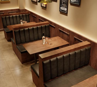 Ensemble de meubles de restaurant de haute qualité OEM ODM en bois et cuir capitonné, table et chaises de café, table à manger