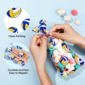 Bolsas Goodie, bolsas <span class=keywords><strong>de</strong></span> celofán con 4 lazos torcidos-Suministros <span class=keywords><strong>de</strong></span> cumpleaños del equipo <span class=keywords><strong>de</strong></span> voleibol para cestas <span class=keywords><strong>de</strong></span> regalo, bodas y novias - Product Image 3