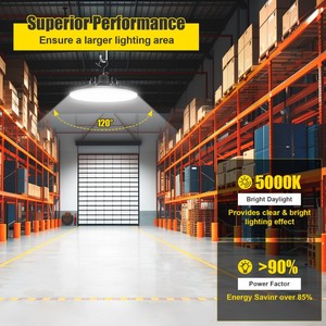 Đèn <span class=keywords><strong>LED</strong></span> nhà xưởng UFO Shop <span class=keywords><strong>Light</strong></span> 300W 45000Lm 5000K 1-10V điều chỉnh độ sáng, đèn nhà kho 150W đạt chuẩn UL, móc treo Mỹ, dây 5' - Product Image 5
