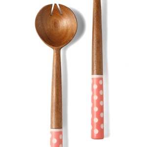 Ensemble de serveurs à salade en bois indien de qualité supérieure, fabriqué à la main avec des poignées en bois, moderne, léger et réutilisable pour la cuisine, la salle à manger, les mariages - Product Image 5