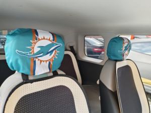 Miami Dolphins 2025 diskon besar sarung bantal mobil kustom kualitas tinggi perkumpulan Wanita sarung bantal mobil penutup sandaran kepala kursi mobil - Product Image 2