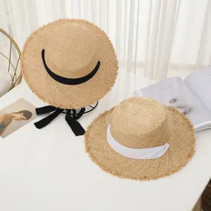 Cappello da spiaggia con nastro piatto da donna personalizzato di alta qualità