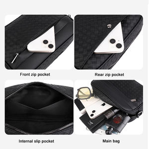 Bolso Pechera de PU de Alta Calidad a la Moda Personalizado, Bolso Mensajero de Diseño para Hombre, Bandolera de Hombro de Cuero Tejido - Product Image 5