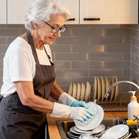 Éponge de cuisine en microfibre double face grise, non rayante, absorbante, avec boucle de suspension, pour le nettoyage de la vaisselle à la maison