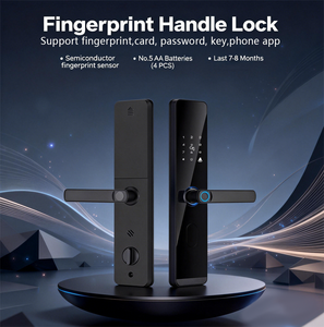 สมาร์ทล็อคสีดำ สแกนลายนิ้วมือ Tuya Smart  ตัวล็อคแบบฝังอะลูมิเนียมอัลลอย สำหรับประตูไม้ ควบคุมด้วยรหัสผ่าน บัตร และกุญแจ - Product Image 3