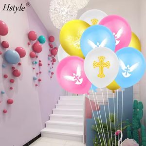 Hstyle 12 piezas 12 pulgadas bautismo <span class=keywords><strong>globos</strong></span> de látex Dios te bendiga decoraciones de primera <span class=keywords><strong>comunión</strong></span> para bautismo Cruz palomas <span class=keywords><strong>globos</strong></span> de látex - Product Image 3