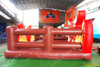Parcours d'obstacles gonflable, château gonflable sur le thème du feu, jeu de défi, aire de jeux