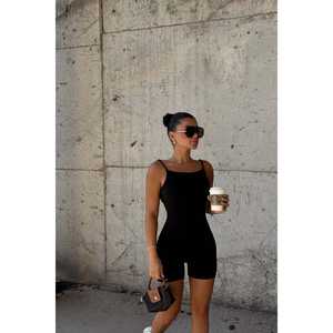 Combinaison en velours côtelé noire taille haute Enzel, coupe ajustée mi-longue, imprimé de luxe, idéale pour les soirées, clubs, été et automne - Product Image 3