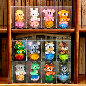 6800-6811 dua belas mainan zodiak Cina, hadiah mainan bata bongkar pasang Model kreatif lucu untuk anak laki-laki perempuan - Product Image 5