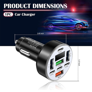 Adaptateur de chargeur de voiture USB C 8 en 1 avec affichage de la tension, <span class=keywords><strong>QC</strong></span> 4.0 PPS, multi-ports, charge super rapide avec voltmètre pour iPhone Samsung - Product Image 3