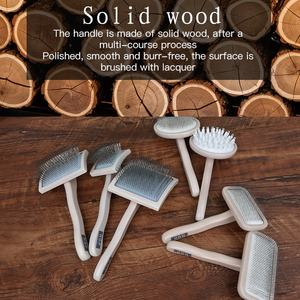 Spazzola <span class=keywords><strong>Slicker</strong></span> da Toelettatura per Cani e Gatti con Perni Lunghi in Legno e Logo Personalizzato all'Ingrosso - Product Image 6