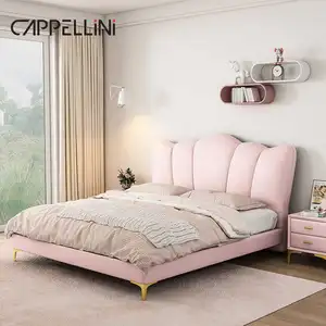 현대 핑크 작은 소녀 소년 방 나무 어린이 침대 세트 가정 가구 공주 더블 침실 럭셔리 퀸 사이즈 침대