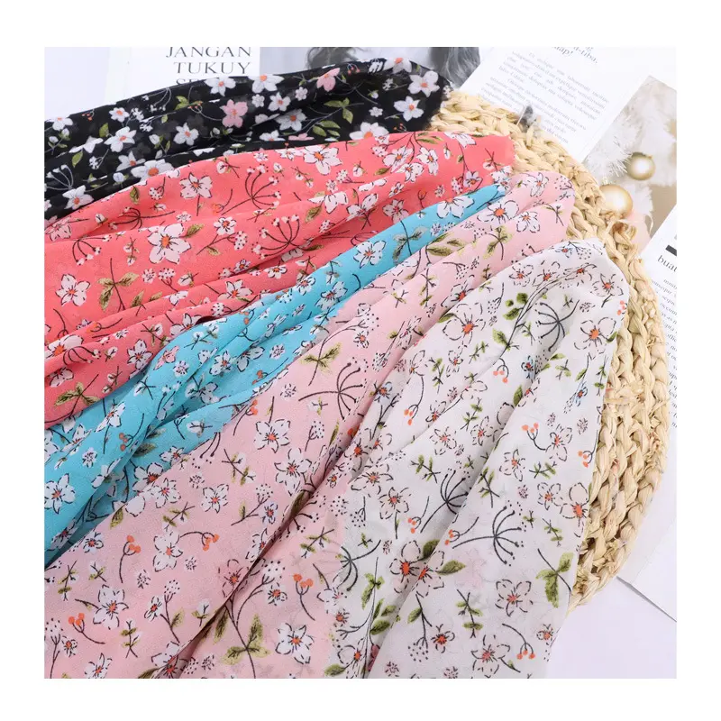 Factory Wholesale 100% polyester woven floral printed fabric chiffon Fabric For Dress