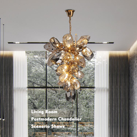 Haute qualité postmoderne luxe lumières hôtel Loft vitreux escaliers lustre décor or verre cristal lampes suspendues