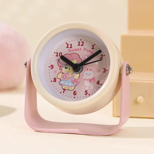 Réveil de bureau miniature haut de gamme pour enfants, motif dessin animé mignon, pour garçons et filles, rose silencieux avec mouvement des secondes fluide - Product Image 3