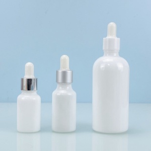 Wholesale 10ml 15ml 20ml 30ml 50ml 100ml White Opal Glass <b>Bottle</b> Empty Essential Oil <b>Dropper</b> <b>Bottles</b> with Aluminum Silver Cap - Product Image 1