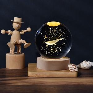 Lampe de nuit boule de cristal 3D Art déco lumière chaude écologique chargeur mural USB compact sortie 5V1A pour la décoration intérieure - Product Image 6