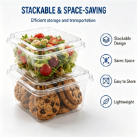 Emballages personnalisés jetables, recyclables, transparents, en plastique PET pour biscuits, gâteaux, pain, salades, tiramisu, emballages alimentaires avec couvercles