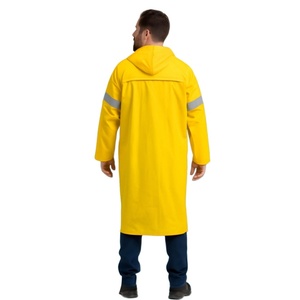 Impermeable Largo Amarillo para <span class=keywords><strong>Trabajadores</strong></span> <span class=keywords><strong>de</strong></span> Saneamiento, <span class=keywords><strong>de</strong></span> PVC y Poliéster, con Banda Reflectante, para Protección Laboral - Product Image 3