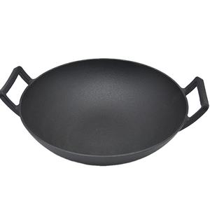 <span class=keywords><strong>Wok</strong></span> Grande de Hierro Fundido Precurado Antiadherente de 36 cm con Asas de Bucle, Utensilios de Cocina Chinos en Existencia - Product Image 1