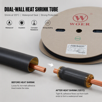 Selang Susut Panas Tahan Air, Asam, dan Alkali Solvet Black Diameter Dalam 1.6mm-120mm Rasio Susut 3:1 Lem PE