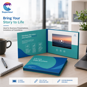 Brochure <span class=keywords><strong>Video</strong></span> Aziendale Personalizzata A5 con Copertina Rigida, LCD da 5 Pollici 800x480, Interruttore Magnetico, Riproduzione Automatica, Branding Aziendale, Arte Popolare - Product Image 1