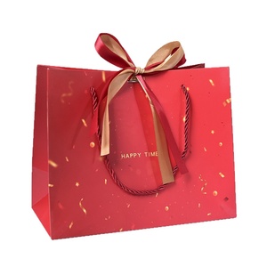 Sacs cadeaux en carton blanc Wanjiahodeng, sacs à main rouges, emballages pour bonbons de mariage, rubans personnalisables, cadeaux pour fêtes Happy Times - Product Image 5