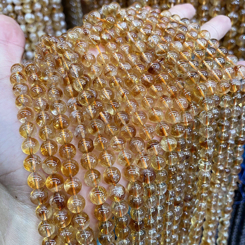 Natural Citrine Crystal Loose Beads Round