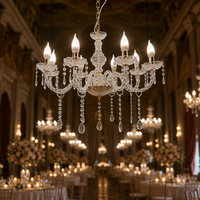 Décorations de plafond pour mariage, lustre en acrylique cristal, 8 têtes, luminaire suspendu LED, argent, or, pour mariage, fête, décoration de salle