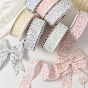 Ruban en polyester gaufré floral Zexiao, couleur personnalisée, élégant, 2,5/4 cm, pour décoration de robe de mariée, haute ténacité - Product Image 1