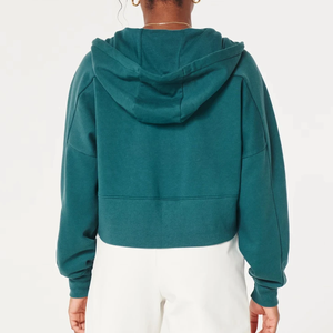 Turtleneck Sherpa <b>Fleece</b> Thick Crop Top Sweater <b>Womens</b> Korean Style Student Autumn Winter <b>Half</b> Zipper Warm Hoodie - Product Image 3