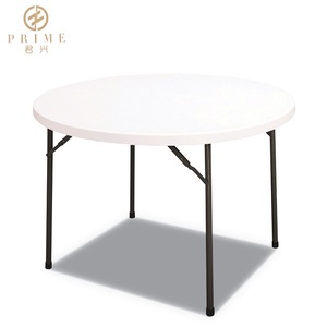 Escritorio plegable para exteriores, mesa circular de plástico, pierna de acero para reuniones y salidas de fiesta