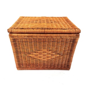 Premium <b>Large</b> Rectangle <b>Storage</b> <b>Basket</b> Natural Rattan Organizer Container for Bedroom or Office for Laundry Sorting - Product Image 2