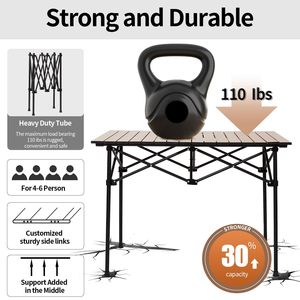 Camping <strong>Table</strong> <strong>Fold</strong> up Lightweight Compact <strong>Table</strong> 2-4 Person Portable <strong>Roll</strong> up Aluminum <strong>Table</strong> for Outdoor - Product Image 3