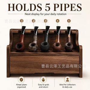 Nuevo soporte de madera para pipas, estante de exhibición portátil de madera maciza con sistema mortise y tenon para pipas, para uso doméstico y fumadores. - Product Image 4