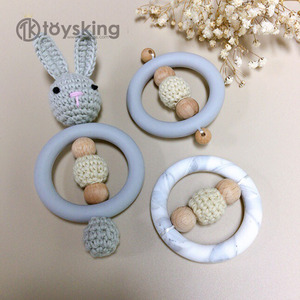 Nouveau jouet à mâcher en silicone pour bébé, lapin et éléphant, 88x88mm, perles à mâcher, <span class=keywords><strong>attache</strong></span>-sucette - Product Image 1