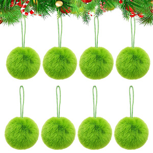 Christmas Tree Hanging <b>Ornaments</b> Green Elf Bow Pom Pom Decorations Faux Rabbit Fur Plush Christmas Decoration - Product Image 2