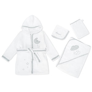 100% puro cotone velluto 4 pezzi Set <span class=keywords><strong>accappatoio</strong></span> bambino con cappuccio ricamato morbido traspirante compresso per neonato per uso bagno - Product Image 5