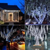 Guirlandes lumineuses solaires étanches IP65 effet pluie de météores, 8 tubes, décorations suspendues pour Noël, mariage, fête, extérieur, vacances