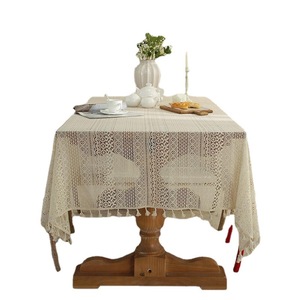 American Pastoral Ins Hollow Crochet Rectangular Lace Tassel Table Mat Cloth Daddy Mantel tejido <span class=keywords><strong>para</strong></span> uso doméstico al por mayor - Product Image 5