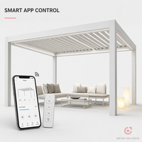 Pergola bioclimatique motorisée en aluminium et verre trempé MEIXIN ORLANDO, pour jardin d'hôtel de luxe moderne, terrasse extérieure.