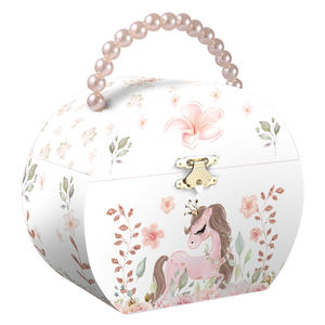 Carillon in Legno Ecologico di Alta Qualità Ever Bright, Ballerina Rosa con Manico in Perle, Personalizzabile, Meccanismo a Carica Manuale Anni '30 - Product Image 1